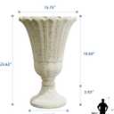 24" Tall Urn Planters for Outdoor Plants, Urns and Pedestal, Beige | Resin HDPE Weather-Resistant Material, Vintage Petal Design Outdoor Planters with Drainage Holes, Flower Pots/Vase/Porch Door, 23.62"H x 15.75"W x 19.69"D