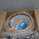 Arc Floor Lamps for Living Room Rattan Boho Floor Lamp with Remote Control,Dimmable LED Floor Lamp Wicker Lamp Shades Black Standing Lamp with 3 Color Temperature Tall Floor Lamps For Bedroom Corner (12Inch, Yellow)