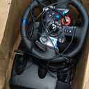 Logitech G923 Racing Wheel and Pedals, TRUEFORCE up to 1000 Hz Force Feedback, Gaming Steering Wheel PS5, PS4, PC, Mac, Genuine Leather- Black