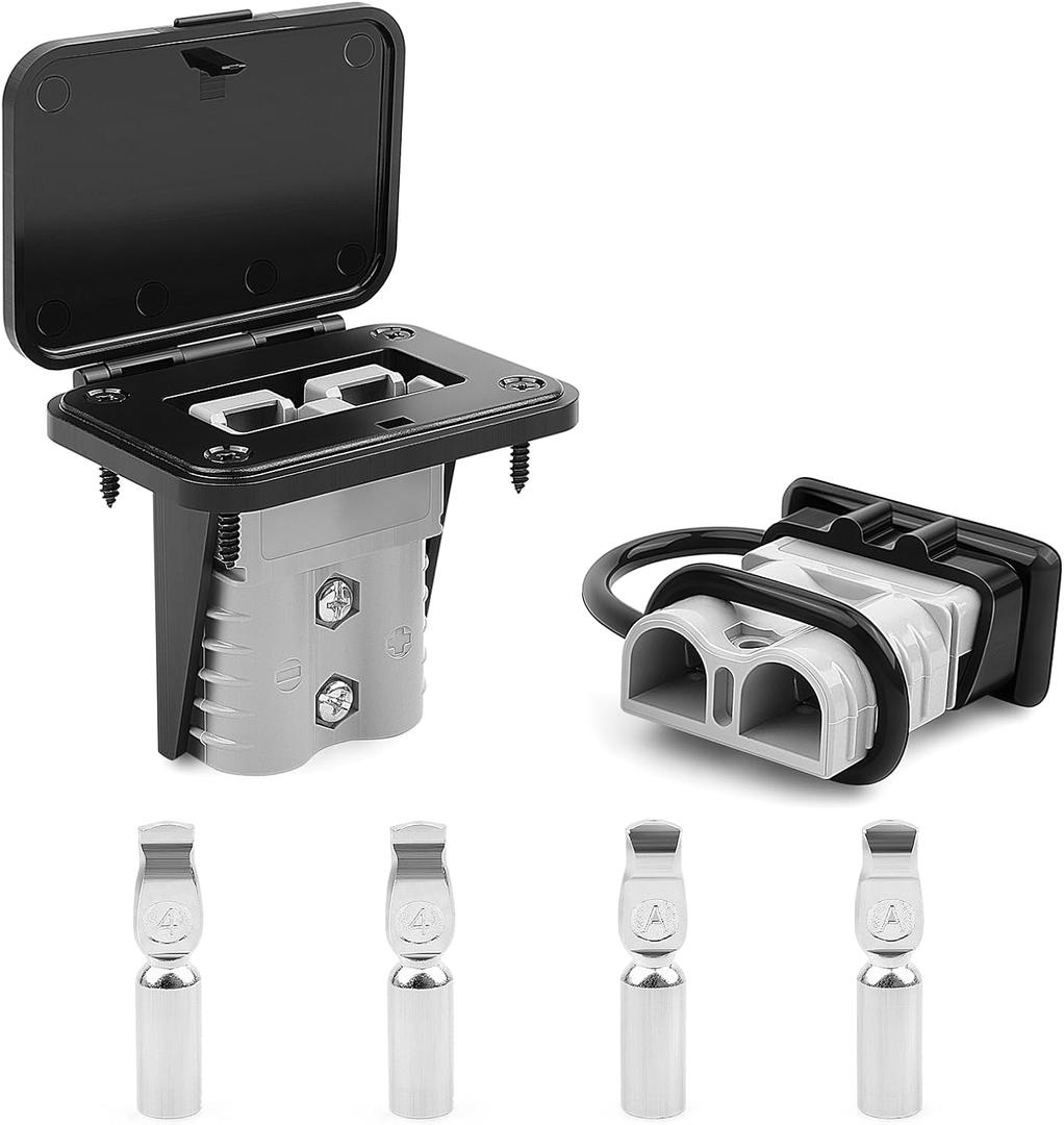Delgada 120A Battery Quick Connect/Disconnect Connector Plug Kit with Terminals Dust Cover Mounting Bracket for Car RV Winch Truck Boat