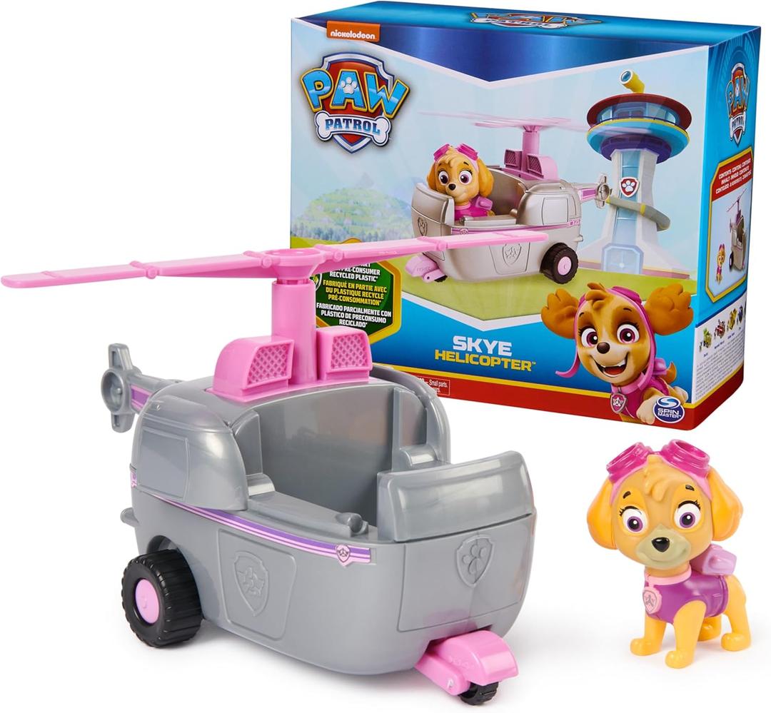Paw Patrol, Skyes Helicopter, Toy Vehicle with Collectible Action Figure, Sustainably Minded Kids Toys for Boys & Girls Ages 3 and Up