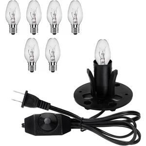 Himalayan Salt Lamp Cord Replacement Kit with Dimmer Switch & 5-Pack 15W E12 Halogen Bulbs, 5ft Cord Base Assembly for Salt Rock Lamps, 110V Adjustable Brightness Cord Set (1)