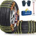 Snow Tire Chains for Car SUV Pickup Trucks, Universal Car Snow Chains, Snow Traction for Tires, Fit for Tire Width 195 205 215 220 225 235 240 245 255 265 - Set of 8 (Large)
