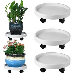 3 Pack Plant Caddy with Wheels Rolling Plant Stand with Wheels 13 Inch Plant Dolly Heavy Duty Large Potted Plant Mover with Casters for Indoor and Outdoor, White