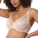 HSIA Minimizer Bras for Women Enchante Full Coverage Underwire Bras Plus Size Lifting Floral Lace Bra for Heavy Breast (46DDD, Dusty Peach)