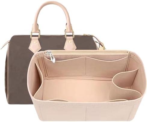 Lckaey Purse Inserts​for Speedy 25 Organizer Insert, for monogram bag, HandBag protective insert Tote Bag and hand bag protector, organizer insert 1083Khaki-M