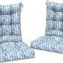 LVTXIII Outdoor Rocking Chair Cushion Set of 2, Patio Fade and Water Resistant Tufted Seat Cushions with Ties for Rocking Chairs Use, 38x17x3, Pebble Blue