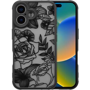 XIZYO for iPhone 17 Case, Floral Rose Cute Phone Case for Women Girls Aesthetic Pattern Print Slim TPU Bumper Shockproof Protective Cover for iPhone 17 6.3 Inch, Black
