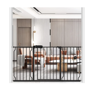 ALLAIBB Extra Wide Pressure Mounted Baby Gate Walk Through Child Kids Safety Toddler Tension White Long Large Pet Dog Gates with Extension for doorways Kitchen (57.48-62.20"/146-158cm, Black)