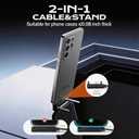 Invisible Holder Charger Cable, 240W PD Fast Charging Cable for Desk, USB-C to USB-C Cable with USB-A to USB-C Adapter with 360 Adjustable Metal Stand, 2 in 1 Holder Charger for Gaming, Office, Home