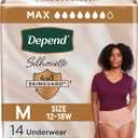 Depend Silhouette Adult Incontinence & Postpartum Bladder Leak Underwear for Women, Maximum Absorbency, Medium, Pink, 14 Count, Packaging May Vary