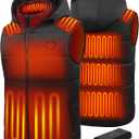Men Heated Vest, Detachable Hood Sleeveless Electric Warming Jacket for Winter Hiking Cycling, L