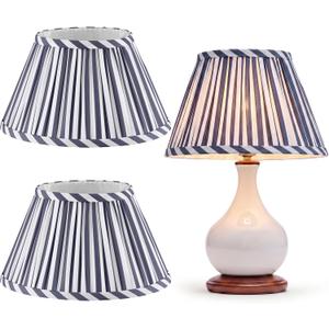 VIHOSE 2 Pack Small Pleated Lamp Shades, 5" Top x 10" Bottom x 5.5" High Bell Fabric Shades for Table Lamps, Small Replacement Lampshades for Table Bedroom Home Decor(Dark Blue)
