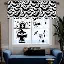 2 x Vanleonet Halloween Curtain Valances Black Bats Valances for Windows Rod Pocket Gothic Curtains Halloween Decoration for Party Kitchen Living Room Bedroom 1 Panel, 54W x 18" L