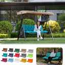 Porch Swing Cushions, Outdoor Swing Replacement Cushions 3 Seater with Backrest, Waterproof Bench Cushion with Ties,for Patio,Porch, Garden,Backyard (Lake Blue 60 * 40 in)