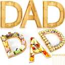 Weysat 11.8 in Fathers Day Letter Charcuterie Board with Bamboo Skewers Wooden Dad Fillable Letters Box Reusable Food Serving Trays for Party Decoration Birthday Gift for Fruit Snacks Vegetable