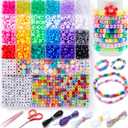 INSCRAFT 1200PCS Bracelet Making Kit, 24 Colors Pony Rainbow Kandi Beads, Friendship Bracelet Kit with Elastic Strings for Jewelry Making, Craft Gifts for Girls Adults
