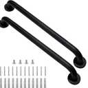 Shower Grab Bar, 2 Pack 24 Inch Black Bathroom Grab Bar, 1.25" Diameter 304 Stainless Steel Anti-Slip Grab Bars for Bathtubs and Showers, Handicap Shower Grab Bar for Seniors Elderly