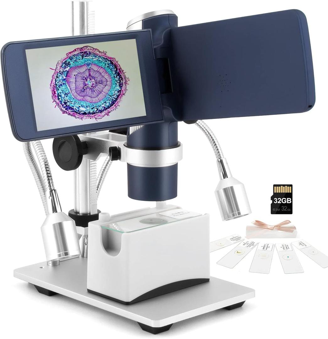 Andonstar AD203S HDMI Digital Microscope for Error Coins with Metal Stand, Handheld Portable USB Microscope Kit for Kids&Adults, 4" LCD Screen, Photo/Video Capture, Windows/Mac PC Compatible(Navy)