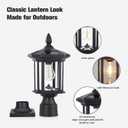 Solar Post Light, Outdoor Waterproof LED Pillar Lights with Glass and Pier Mount Base Solar Lamp Post Light ST4368Q Fits 6x6 Wooden Posts for Gates Yard Pole Column Garden Deck Pathway Driveway, 6.7 inches x 6.7 inches x 16.5 inches