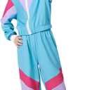 SIZGAROOT 80s 90s Retro Windbreaker Set Girls Workout Costume Outfit Track Suit for Girls (Blue, S)