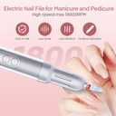 Nail Drill Tool for Women, Electric Nail File with 5 Bits 6 Speed Levels,Portable Cordless Electric Professional Nail Drill Machine for Salon and Home,Christmas Gift for Women