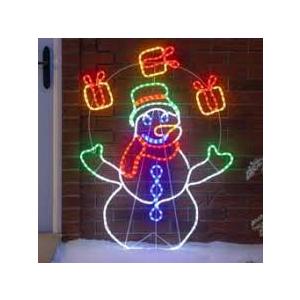 Christmas Window Decorations Lights, 24" Large Animated Light up Window Silhouette Lights for Indoor Home New Year Festival Holiday Decor(Juggling Snowman)