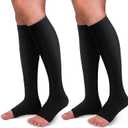 30-40mmHg Medical Graduated Compression Socks for Women & Men Circulation-Compression Stockings-Knee High Socks for Support,Hiking,Running (Large-X-Large, 6-2 Pack Open Toe Black)