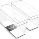 BINO | Plastic Storage Bins, Medium - Deep | THE HANDLER COLLECTION | Multipurpose Organizer Bins | Kitchen Pantry Organizers and Storage | Clear Containers for Organizing Home | Freezer Organizer (2PK DEEP - MEDIUM - 14 x 6 x 8)
