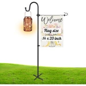Ottsuls Garden Flag Stand, Heavy Duty Flag Pole Holder with Shepherd Hook for Yard Decoration, 45 INCH Sturdy Yard Flag Post Stake Outdoor Garden Flag Holder for 14''x20'' Flags (Without Flag)