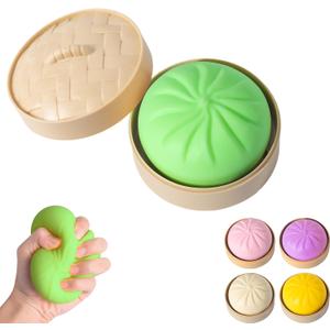 Dumpling Squishy, Mystery Squishy Dumpling Box, Fidget Toys Adults & Teens, Easter Basket Stuffers, Stocking Stuffers, Sensory Stress Ball Squeeze Toys for Stress Relief (Green)