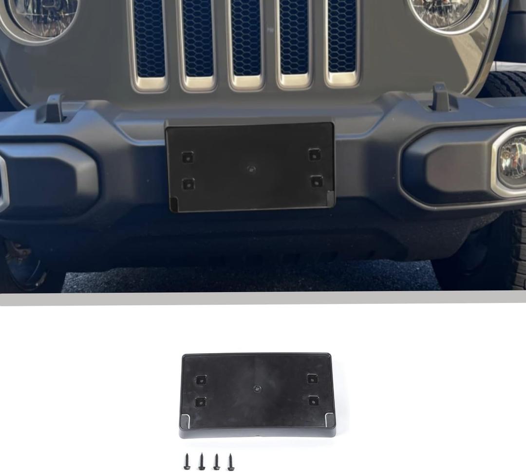 Voodonala for Jeep JL Front License Plate Mounting Bracket Frame for 2018-2025+ Jeep Wrangler JL JLU & Gladiator JT Number Plate Holder Registration Plate Frame Exterior Accessories, ABS Black