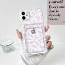 NITITOP Compatible with iPhone 11 Case Clear with Card Holder Cute Flower Floral Leave Pattern for Women Girl Soft TPU Shock-Absorbing Wallet Case Protective Phone Cover - Light Pink