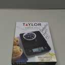 Taylor Glass Top Food Scale with Touch Controls, 11 lb Capacity, Sleek Black Design for Precision Food Measurement in Grams and Ounces