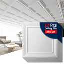 Art3dwallpanels Ceiling Tiles 24 x 24 Drop Ceiling Tiles, 12 Pack Drop in High Grade PVC Wall Panels, Fire Rated, Waterproof, Light Weight, Cover 48 Sq.Ft, White Slightly Bent