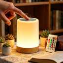 Touch Bedside Lamp, Dimmable Night Light for Baby Nursery, 13 RGB Colors & 5 Brightness Levels, Portable Rechargeable Table Lamp for Nightstand, Kids, Bedroom, Office, Camping
