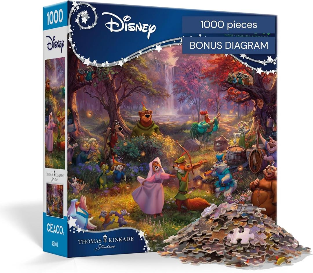 Buffalo Games  Thomas Kinkade Disneys Robin Hood 1000 Piece Jigsaw Puzzle for Adults with Full-Color Reference Poster