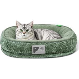 Bininl Orthopedic Cat Bed for Puppy & Kitten,Cat Sofa Bed with Egg Crate Foam Four Sided Dog Couch Beds with Removable Cover & Non-Slip Bottom Green XS