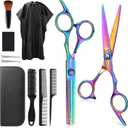 Hair Cutting Scissors Kits,11Pcs Professional Haircut Scissors Kit with Comb,Clips,Cape,New Craftsmanship Stainless Steel Hairdressing Thinning Shears Set for Barber,Salon,Home,Men,Women (Multicolour01)