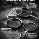 Non Stick Frying Pans with 2 Lids, 8+10+12 inch, Hybrid Frying Pans Set Nonstick,Skillets Stainless Steel Fajita, Dishwasher & Oven-Safe, Induction Compatible Cooking Pan, PFOA Free Cookware