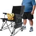 Heated Camping Chairs Adults Folding: Oversized Foldable Outdoor Chair for Outsides with Cup Holder  Heavy Duty Heating Portable Chair Sports Fishing Soccer Lawn Camping Furniture (Grey, Oversized)