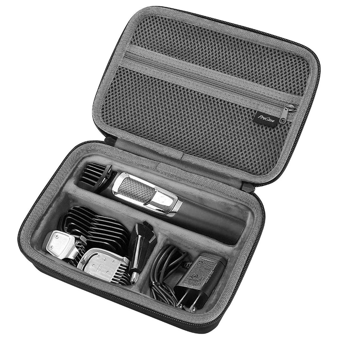 ProCase Hard Travel Case for Norelco Multigroom Series 3000 5000 7000 MG3750 MG5750/49 MG7750/49 Men's Electric Trimmer Shaver and Attachments -Black