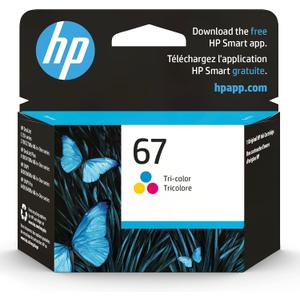 HP 67 Tri-color Ink Cartridge | Works with HP DeskJet 1255, 2700, 4100 Series, HP ENVY 6000, 6400 Series | Eligible for Instant Ink | 3YM55AN