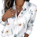 Zeagoo Button Down Shirts for Women Dressy Floral Printed Long Sleeve Blouse Business Casual Work Tops (X-Large, Bf112)