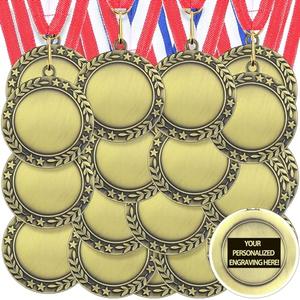 Kigeli 50Pcs Blank Award Medals with Neck Ribbons Winner Participation Medal Awards Make Your Own Kit 1st Place Cheer Participation Sports Trophy Metal Team Prize Gift(Retro)