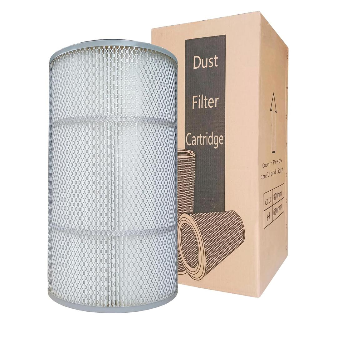 Dust Collector Filter Industrial Flame Retardant Cartridge with Outer Mesh - OD: 12.6'' H: 26'' (320 * 660mm) for Powder Dust Collector Sand Blast Coating Shot Blasting Machine Filter Element (large)