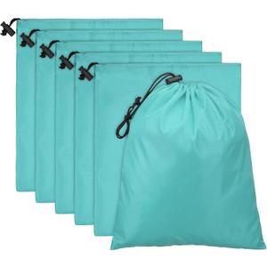 PATIKIL Travel Storage Bags with Toggle 6 x 8 Inch, 1 Pack Waterproof 210D Polyester Drawstring Bag Stuff Sack Cinch Bag for Gym Traveling Hiking Yoga Shoes Organizer, Lake Blue