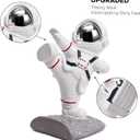 White Book Ends for Kids, Upgraded Astronaut Bookends Resin Spaceman Book Holders for Shelves Sturdy Book Stopper Book Ends to Hold Books Unique Outer Space Book Shelf Ends(F2-Silver Color)
