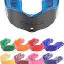 Shock Doctor Mouth Guard Sports, Hockey, Lacrosse, Baseball, Wrestling Moutguard, Gel Max Heavy Duty Protection, Football Mouth Guard with Strap (Blue/Black), Size: Adult