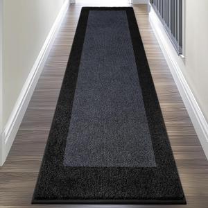 Machine Washable Kitchen Rug 24" x 96", Non Slip Kitchen Mat for Floor, Absorbent Entrance Runner Rug for Bedroom, Hallway, Bathroom, Door (Roll Packing) (Charcoal)